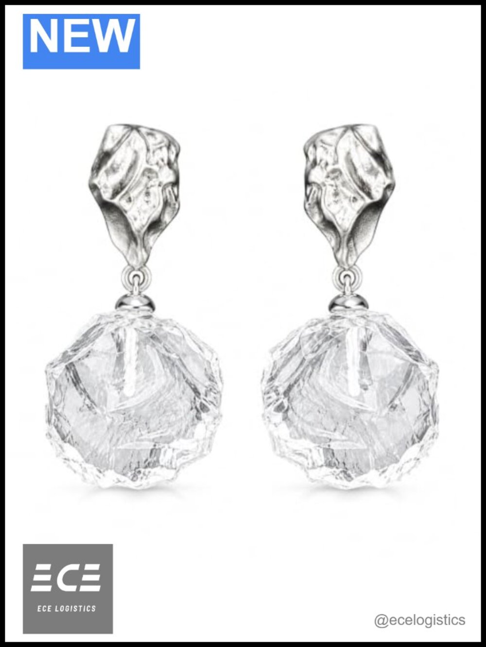 Clear Quartz Dangle Earrings 925 Sterling Silver Boho Healing Crystal